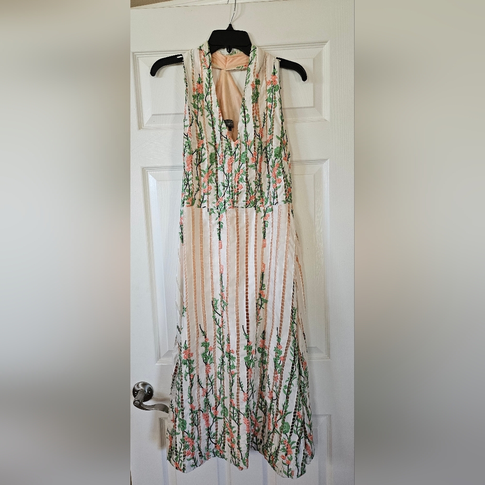Eva Franco Green and Pink Floral Maxi Dress